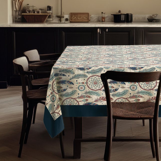 Nappe Plumes de dragueur de pastel autochtone tribal eth (Ethnic Tribal Native pastel dreamcatcher feathers Tablecloth)