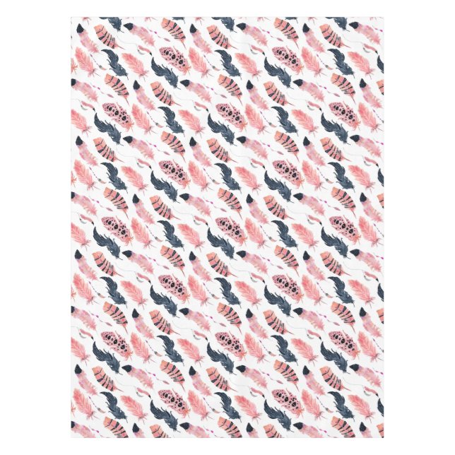Nappe Plumes rose Boho (Devant)