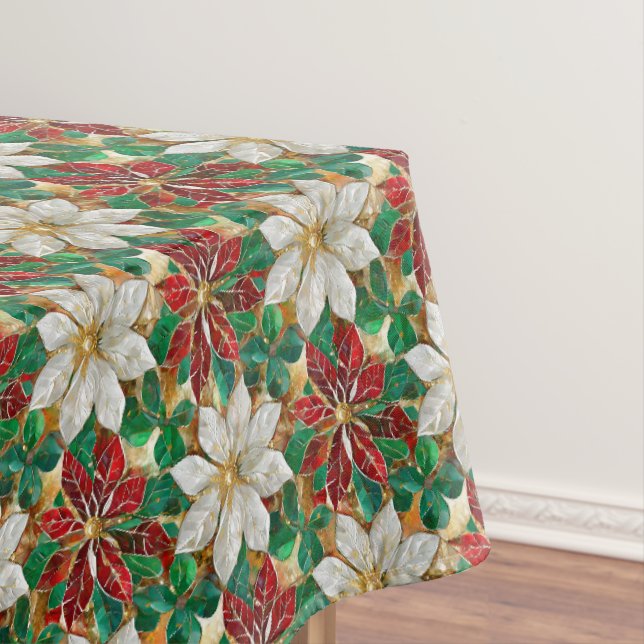 Nappe Poinsététie blanche rouge vert or (In Situ)