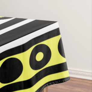 Nappe Pois et rayures noirs, jaunes et blancs