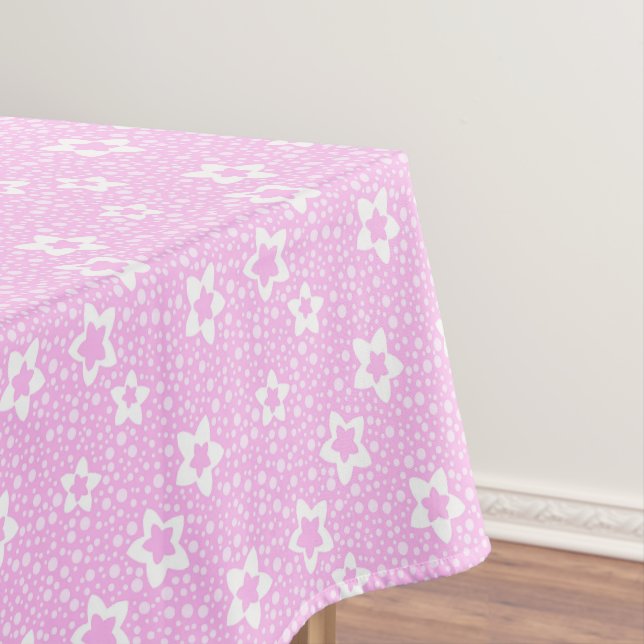 Nappe Pois rétro rose chaud avec motif floral (In Situ)