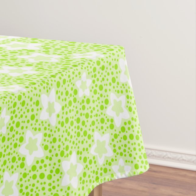 Nappe Pois rétro vert vif avec motif floral (In Situ)