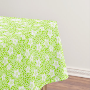 Nappe Pois rétro vert vif avec motif floral