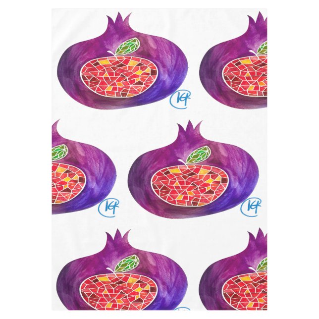 Nappe Pomme de grenade Rosh Hashana tissu de table (Devant)
