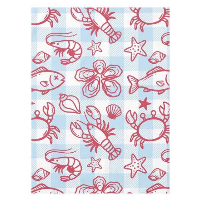 Nappe Preppy Coastal Seafood Gingham Kitchen Decor (Devant)