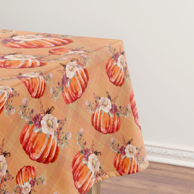Nappe Pumpkin orange fall floral plaid check autumn (Créateur téléchargé)
