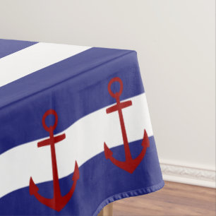 Nappe Rayures bleues et blanches nautiques avec les