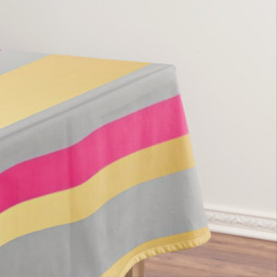 Nappe Rayures horizontales rose chaud gris or, Shabbat