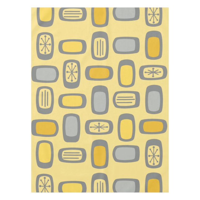 Nappe Rectangles arrondies MCM du milieu du siècle gris  (Devant)