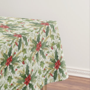 Nappe Red Berries Green Feuilles Holly Noël