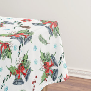 Nappe Red Bow Holly Christmas Bells Motif