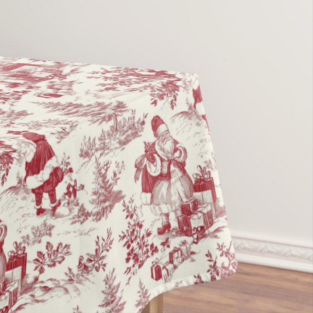 Nappe Red Christmas Toile Santa And Trees (In Situ)