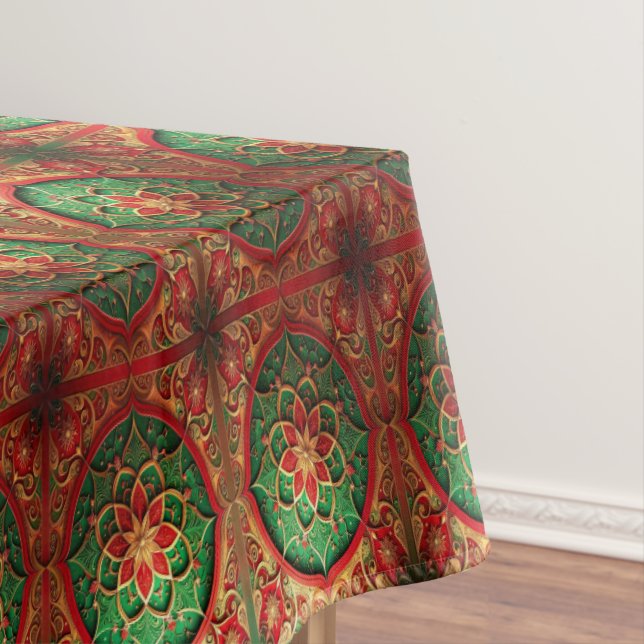 Nappe Red Green Decorative Holiday Tablecloth (In Situ)