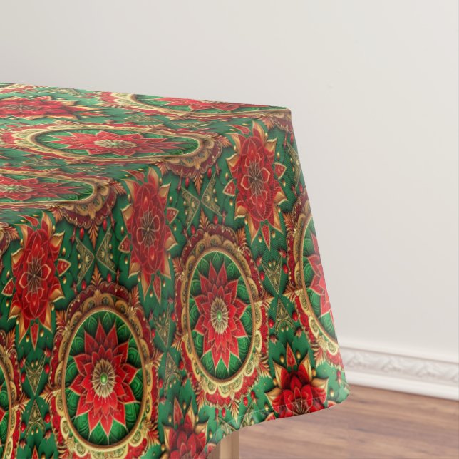 Nappe Red Green Decorative Holiday Tablecloth (In Situ)
