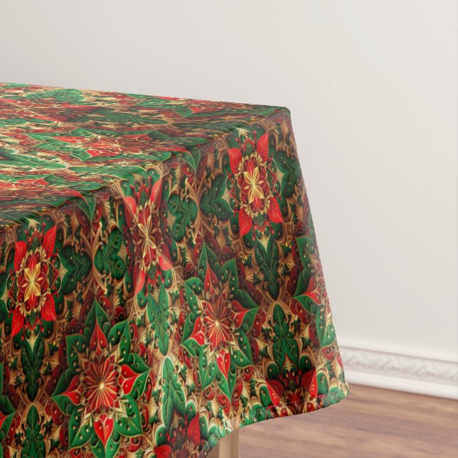 Nappe Red Green Decorative Holiday Tablecloth (In Situ)