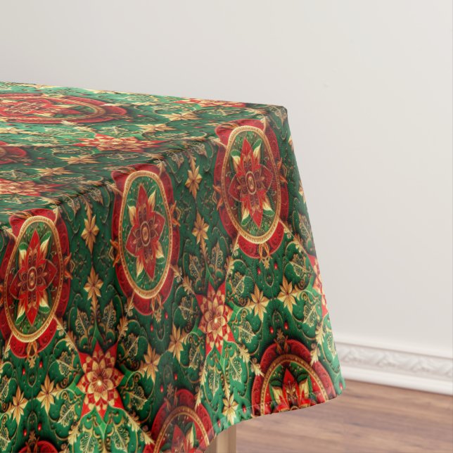 Nappe Red Green Decorative Holiday Tablecloth (In Situ)