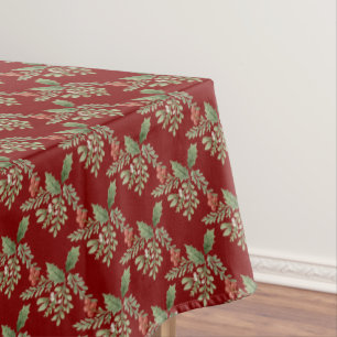 Nappe Red Green Holly Berries Noël