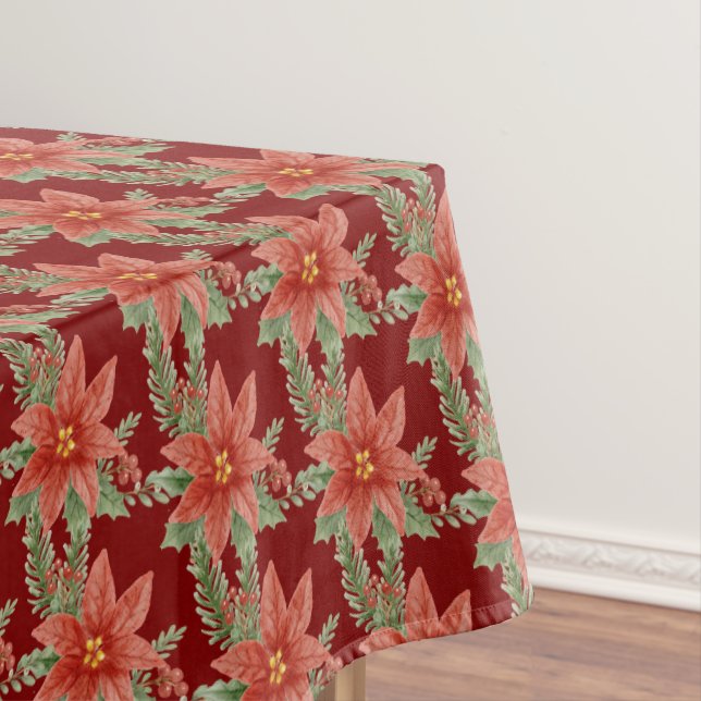 Nappe Red Green Noël vacances Poinsettia Botanique (In Situ)