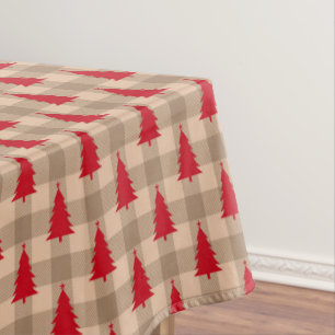 Nappe Red Tan Buffalo Plaid Red Christmas Trees