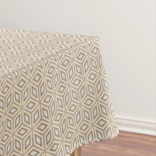 Nappe Retro Chic Gris Beige Taupe Brown Mandala Motif (In Situ)