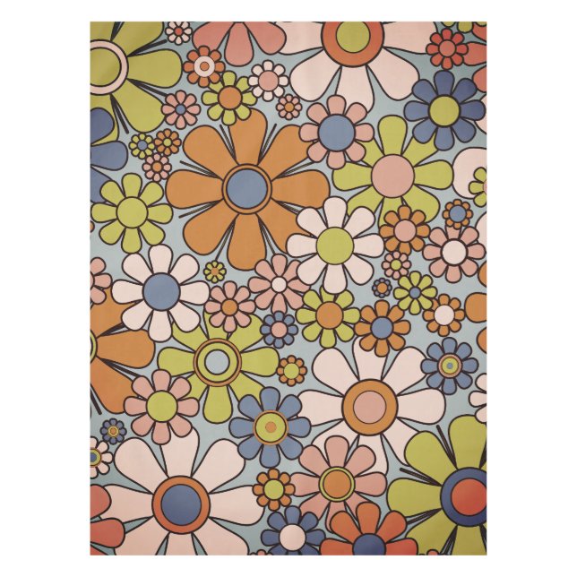 Nappe Retro Garden Vintage années 60 les années 70 Fleur (Devant)