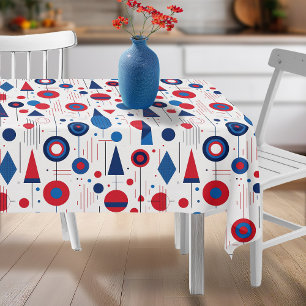 Nappe Retro Géométrique Abstrait Pat#9 Navy Red ID1067