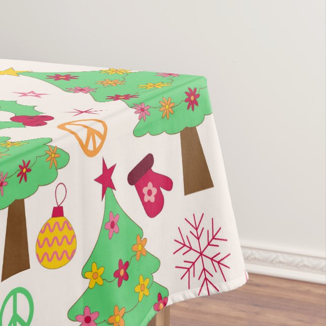 Nappe Rétro les années 70 Super Noël Arbres Motif (In Situ)