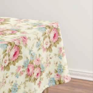 Nappe Romantique rose Rose anglais sur jaune pâle