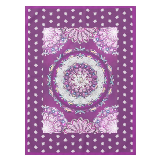 Nappe Rosace rouge cardinale et flocon de neige (Devant)