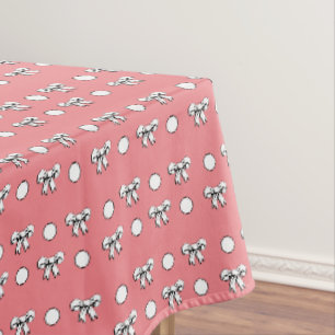 Nappe Rose avec des Pois blancs et des vaches de dessin
