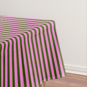 Nappe Rose Clair et Vert Rayure Rétro Moderne