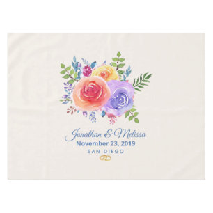 Nappe Rose coloré aquarelle Mariage floral