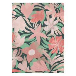 Nappe Rose Coral vert  Floral Feuilles Illustrations