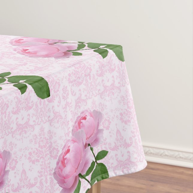 Nappe Rose damaskée florale rose élégante  (In Situ)