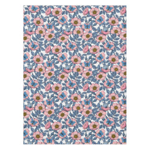 Nappe Rose de chien et papillons