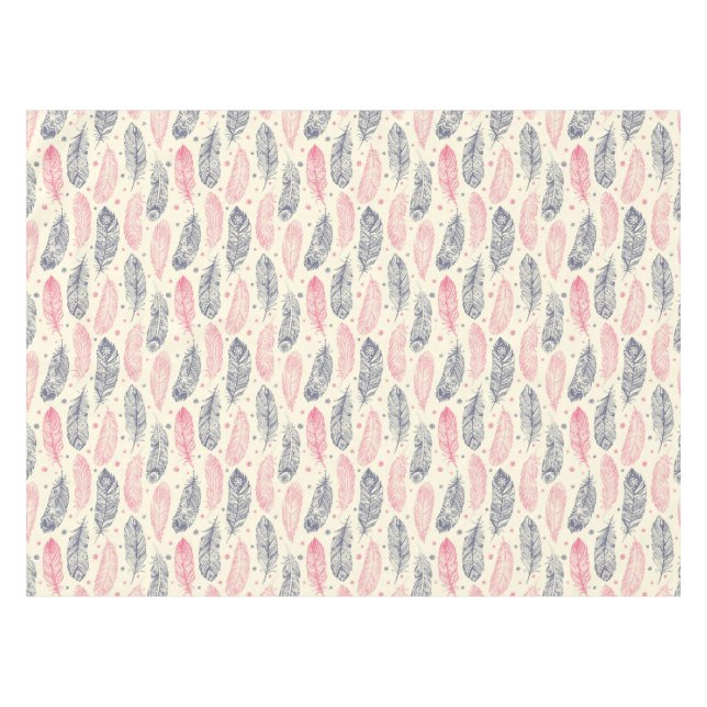 Nappe Rose et motif ethnique pourpre de plume (Devant (Horizontal))