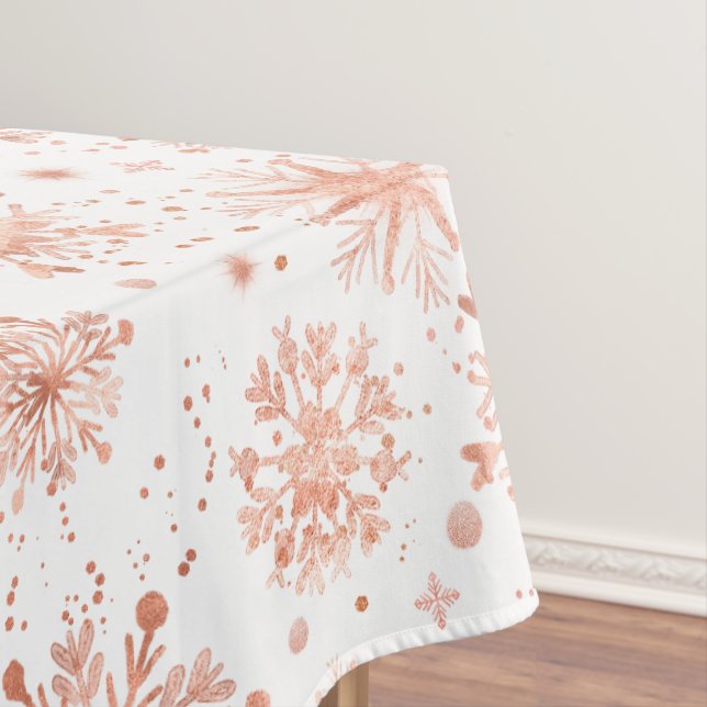 Nappe Rose Gold Snowflakes en blanc (In Situ)