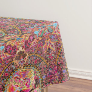 Nappe Rose or bleu perse fleurs florales Peacock Art