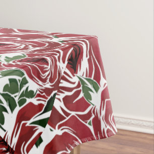 Nappe Rose Pays rouge vert vintage floral