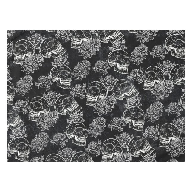 Nappe Roses des crânes et des calques | Gothique Glam Fu (Devant (Horizontal))