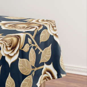 Nappe Roses Dorées Avec Finition Métallique