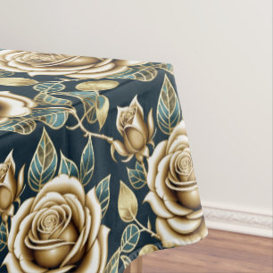 Nappe Roses dorées avec une finition métallique