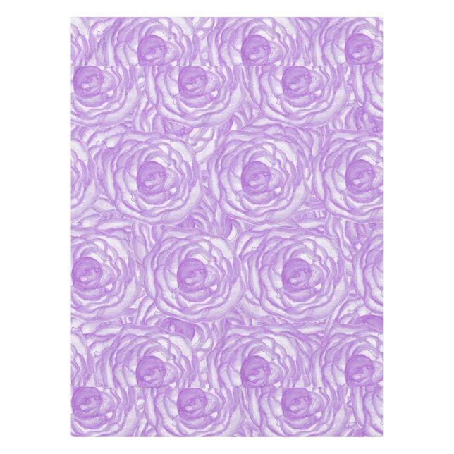 Nappe Roses peints à la main d'aquarelle de lavande (Devant)