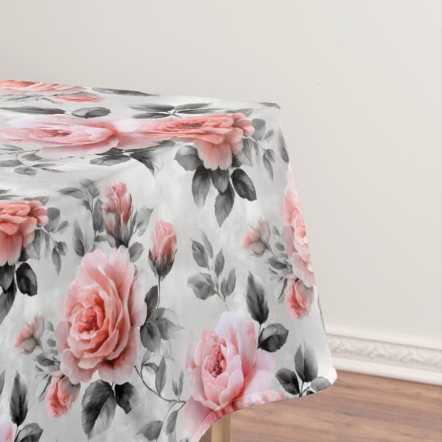 Nappe Roses roses sur gris  (In Situ)