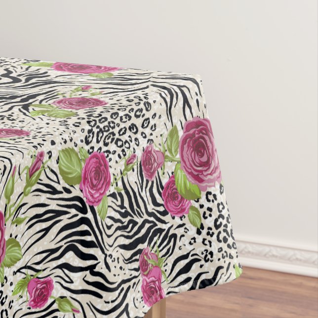 Nappe Roses sur le motif animal (In Situ)