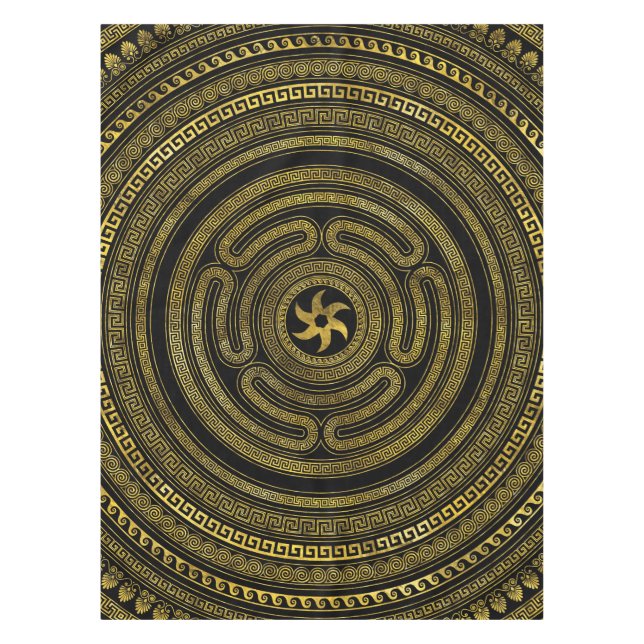 Nappe Roue d'Hécate Greek Key Noir and Gold (Devant)