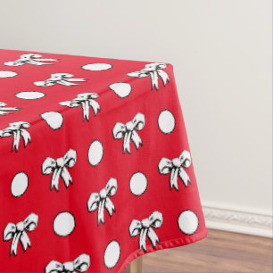 Nappe Rouge avec des Pois blancs et des vaches de dessin