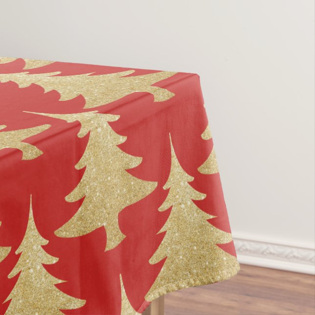 Nappe rouge élégant de motif d'arbre de Noël de parties (In Situ)