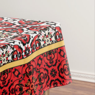 Nappe Rouge oriental et or de damassé de vacances de