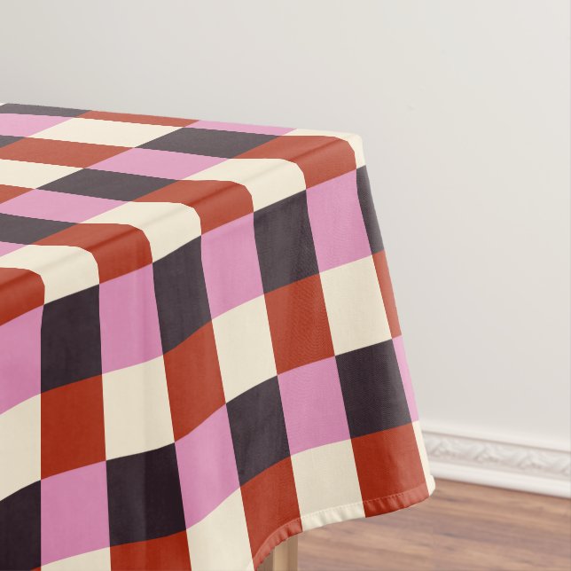 Nappe Rouge rose aubergine ivoire Rétro Plaid (In Situ)